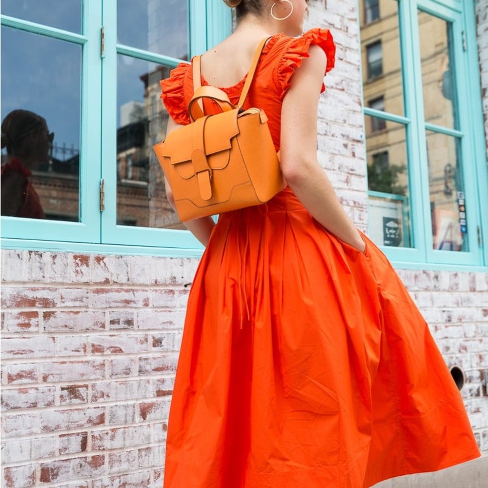 Orange pebbled leather Senreve Mini Maestra bag - Picture 4 of 12